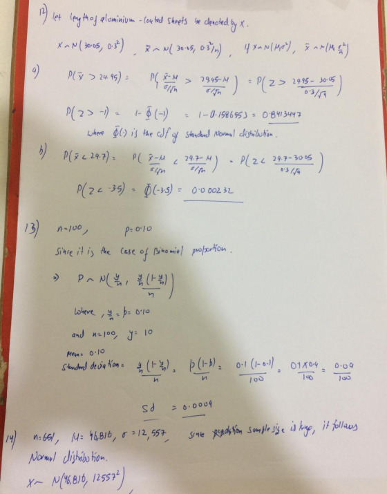 13 let length of alominium - Coated sheets be clenoted by X. XaN(30.05, 0.3) 3~N( 30.05, 0.3/n), If Xa N(MG), I ^^ (1967) PCB