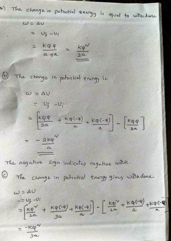 a) The change in potenHal ener,ฯ ís e of to uMkA ons a ta 2a The change in poren ial engy i 2a 2 kp au g The change in pohnha