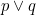 \small p \vee q