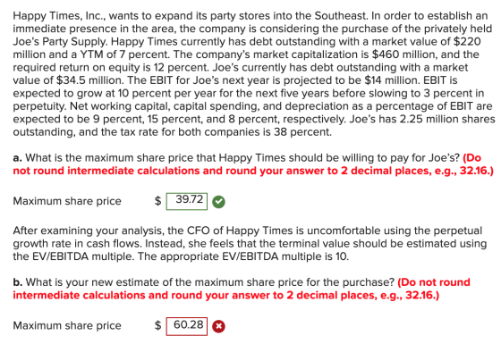 Happy Times, Inc., wants to expand its party stores into the Southeast. In order to establish an immediate presence in the ar