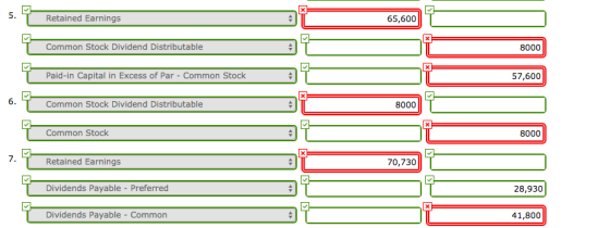 5. T Retained Earnings 65,600 T Common Stock Dividend Distributable 8000 T Paid-in Capital in Excess of Par - Common Stock 57