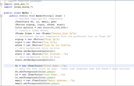 mport required packages import java.awt. *, import javax.swing. public class MyGuǐ { public static void main (String [] args)