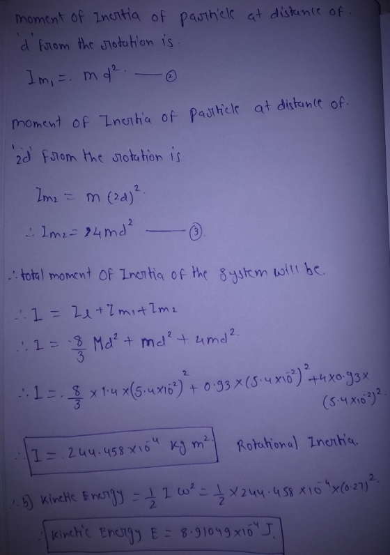 momtnt of 1nentia of pasnhel a distente of d furom the JTotutlon is 2 momeni of incnha of Paclr at distante of 2d flem the snote tion is 2 2. 2.