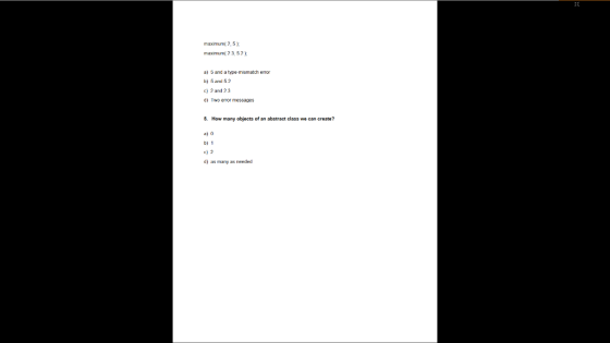 maximum 2,5), maximum 23 52); a) 5 and a type-mismatch error b) 5 and 52 c) 2 and 23 d) Two error messages 5. How many object