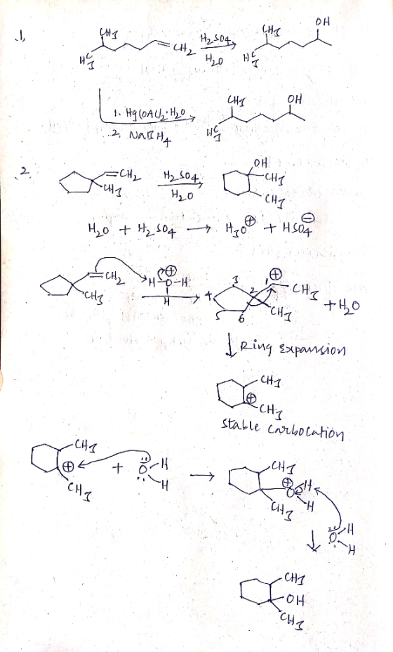 van thema ( Hg(0A (), H2O 1.2 NABAW СНИ H₂O + H₂SO4 → H + H2O CH HOTH 3 Tchi + CH2 - +HO CAR I Ring Expansion CHI stable carb