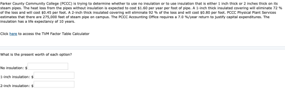 Parker County Community College (PCCC) is trying to determine whether to use no insulation or to use insulation that is eithe