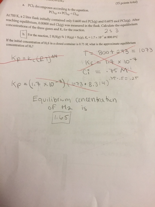 PCl_5 decomposes according to the equation PCl_5(g