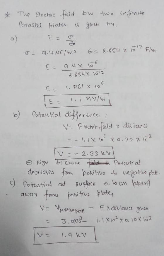 化 allel plates given by, o) Co →12 E. 061 x 10 b) Porteutial diereuce 2. 2.33 KV Θ sign becauIM Potential d) Potential ad uvfere o. to am abat) auway