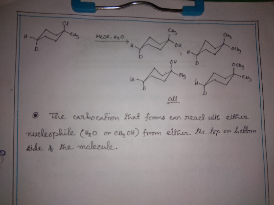 Meon, H2O 07 OM -Detta Av Deus Lett -eltz all • The carbocation that forms can react with either nucleophile (H2O or CH₂OH) f