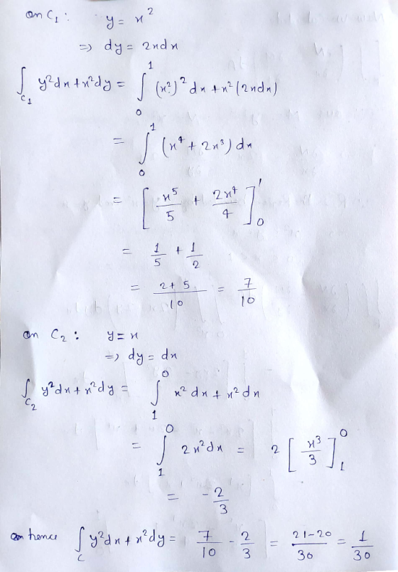 on : y = 42 - dy= anda 1 y?dn+x?dy = S (x2)?dx +n? (2nda) ci 1 1 (n + 2n3) da 15 tant 5 O +1 5 2 2 + 5 7 10 10 on Cai y=n = d