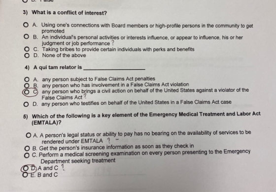 UU. alde 3) What is a conflict of interest? O O A. Using ones connections with Board members or high-profile persons in the