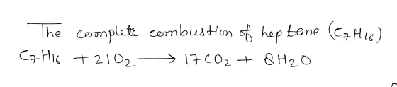 tane (H i) he Complete combustiin o hap GHI 210O2 17CO2- 8H20