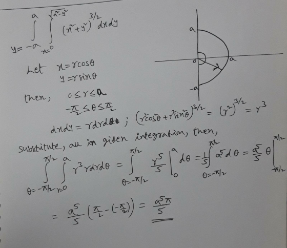 3/2 (nty) dady = -a no lo het n=&cose y=rsino then, osrca 즐스스졸 dudy = rarado; (vosotring} = (623 substitute, all in given int