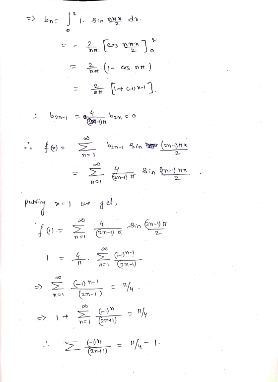 2 =) bn=l 1 1. sin not da. 3 2 no = 2 NAT los naa noms do (i- cos no ) [lt (1)n-1 ]. 2 Hue ban-i 4 banco ON-1) in few) ban-i