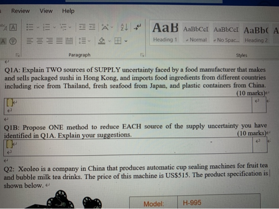 Review View Help AA : 33 A 21 A® ESSEE - SAE, AaB AaBbccI AaBbcc AaBbO A Heading 1 Normal No Spac... Heading 2 Paragraph Styl