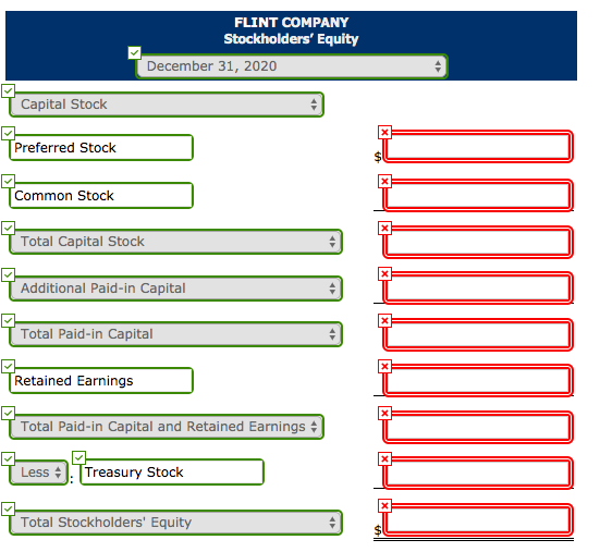 FLINT COMPANY Stockholders Equity December 31, 2020 Capital Stock Preferred Stock TCommon Stock Total Capital Stock Addition
