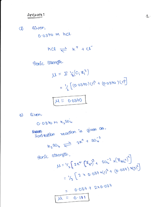 Jonic Stuengh 03003 0.0370 b Given, Ioni zattion eaction given Sonic stiength % | 2 x 0.037 x(1 003 2x0 03