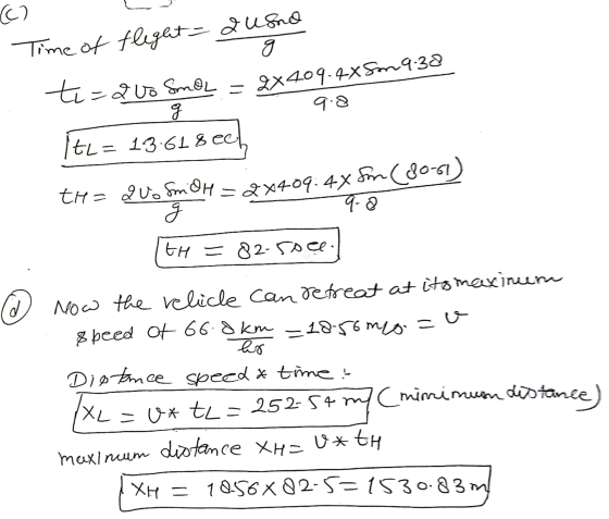 C2 Time of flight - qusno g = te=quo Smal g ItL= 13.6L sech 2X409.4X5on 9.30 9.8 fom (180-61) = th= quo SongH 2x409.4% 9.2 g