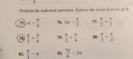 Perform the indicated operation. Express the result in terms of T. TT TT 77. 2 TT TT 76. 2m 75. TT 4 - 3 T + 4 TT TT + 4 TT T