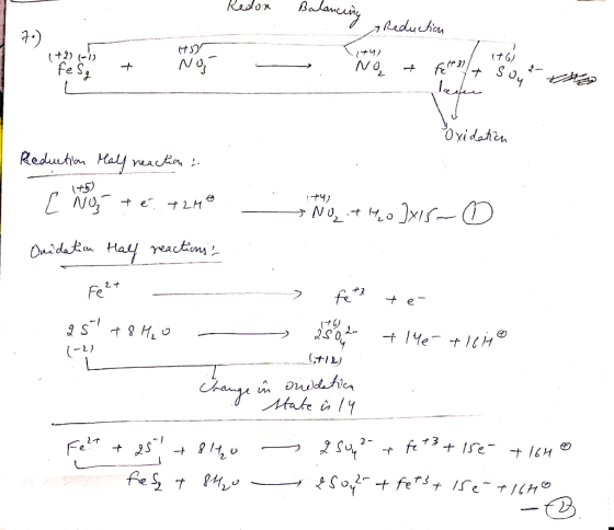 Redon Balanceño ay Reduction tor No (+2) (-1) 7 174) Na 1761 , feSot . + fet 3 / + soy so 2- Oxidetica Reduction Maly reactio