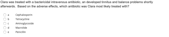 Clara was treated with a bactericidal intravenous antibiotic, an developed tinnitus and balance problems shortly afterwards.