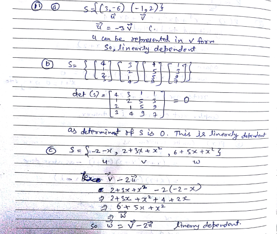 3,-6 o, linearly debendexd 2 2 4- 7- npaV 2+Sx.ナズ2 +2又 inearylependo