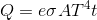 Q = e \sigma A T^4 t