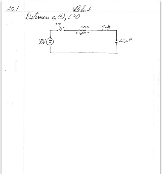 20./ Determine v lt), t50. 5mH Toor + valt) - Je 1 252F