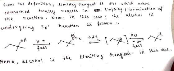 from the definition ; limiting neagent is one which when consumed totally results in to stopping I termination of the reactio