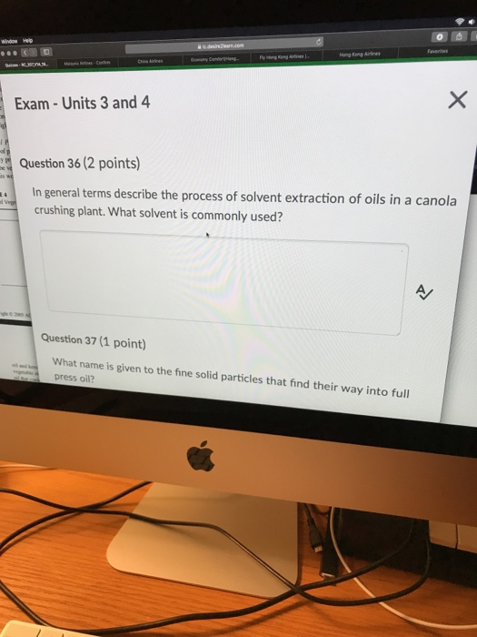 Exam-Units 3 and 4 Question 36 (2 points) In general terms describe the process of solvent extraction of oils in a canola cru