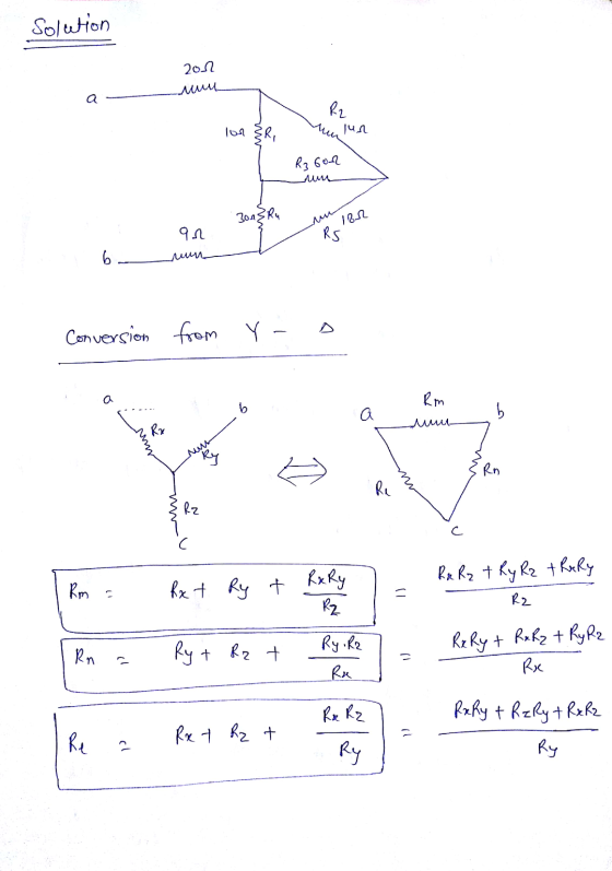 Solution 2on muu R2 lon &R, чл R3602 30.13 Ru mu 182 qn RS 6 Conversion from Y- a Rm b a Rx Ry B Rn Re Rz c C Ra Rz t Ry Rz