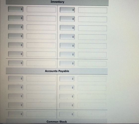 Inventory .! Accounts Payable u Common Stock