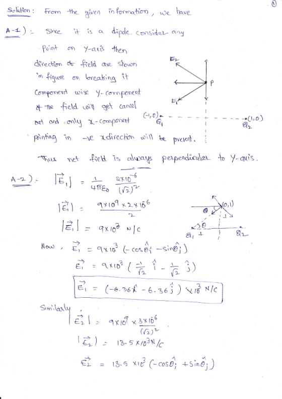 Scktenrom the given in Pormation , e ave is a dipole. Consideレany Pont y-auts then direction d Pield aie showr, iqe o reaking eld D Nt ond.only χ-connronnf (6)1
