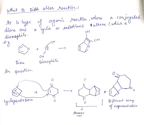 What es Dields alder reaction / It is type diene and dienophile. of organic reaction, where a conjugated a cyclic ar sustesti