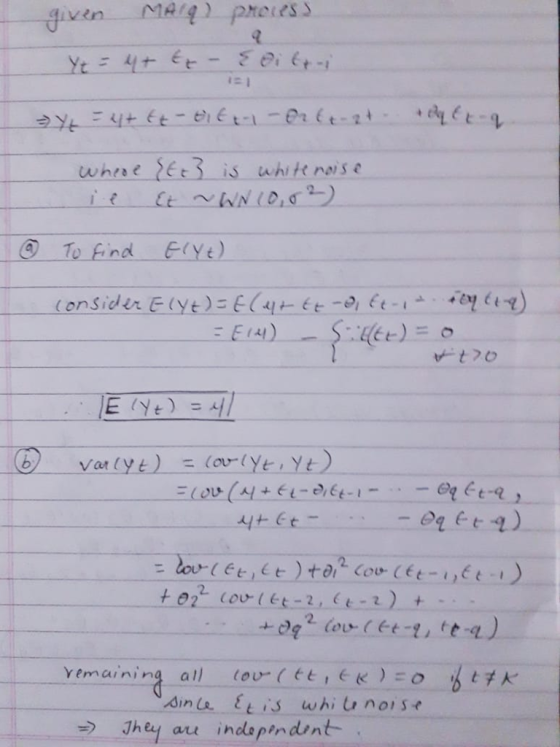 iV 121 To find E(yt) ー@get q) 2. Jhey au indepindunt