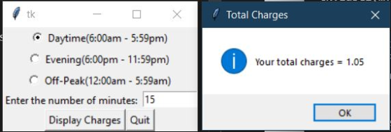 - x Total Charges х Your total charges = 1.05 Daytime(6:00am - 5:59pm) Evening(6:00pm - 11:59pm) Off-Peak(12:00am - 5:59am) E