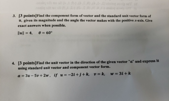 content no ail:-)...la og norigode id -).(-3.0.0.1) etnog mot 3. [3 points]Find the component form of vector and the standard