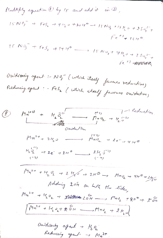 Multiply equation by ls and add it in a IN + Fes-90+BUH INU ! IS NO fesy + 14 - 15 NU, 71,0 + 2.501 fo!} wat Ouidixing agent