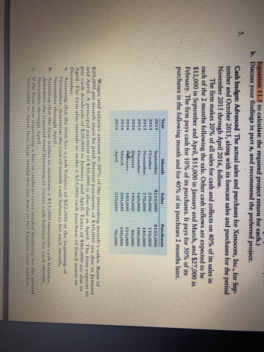 Equation 11.5 to calculate the required project return for each.) b. Discuss your findings in part a, and recommend the prefe