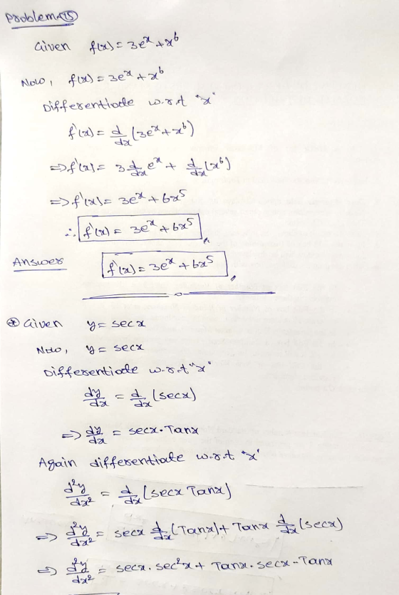 Problemet aiven flx) = 360 tab f (x) = => flase dent Is Now, fll) = 3 eatab Differentiate word x (3e8+2b) 1320) => flac)=3e²+