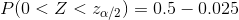 P(0<Z<z_{\alpha/2})=0.5-0.025