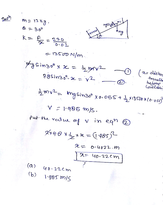 soch ma 12ky. 0=300 e od 270 0.02 fanello Calliton K= @= 2302 -13500 N/m. physinoo x x = £nova 6 (as distan ?gsin302 = 12 - 0
