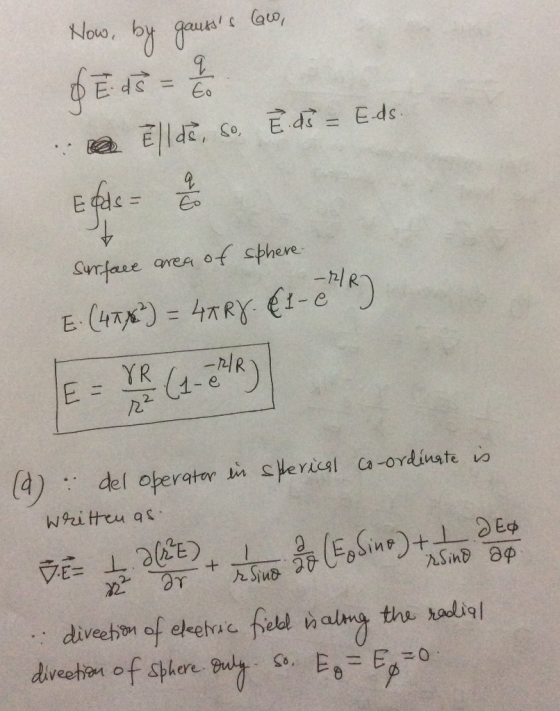 Now, b E-dで= EQ1に rfaue oneA of phere 2 1-e /2 (4) : del o erator In pleǐql a-ordinate n