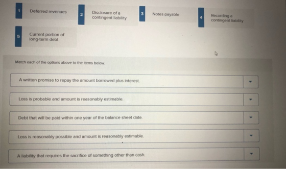 Deferred revenues Disclosure of a contingent liability Notes payable Recording a contingent liability Current portion of long