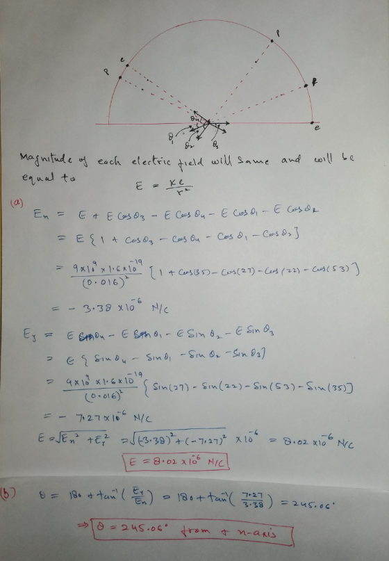 each elec(ric tield i or A e enued to a) En- -19 (O 0 16) =-3.38x10 N/c -19 Sin(2)Sin (2)-S)S(3s) dtaw ( 듣1)-/8ittan\( 741 ) = 2uç.oc. ε