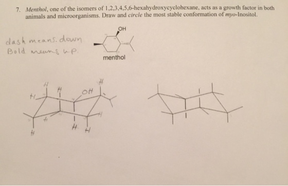 Menthol, one of the isomers of 1, 2, 3, 4, 5, 6-he