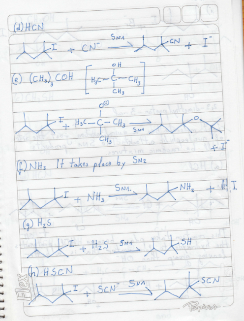 @HCN SNA OH (e) (CH) COH LED CH. CH₃ H₃C-C- CH₂ Cu CH₂ Lot at 7 Hoe_C- che si to (PNH, It takes place by SN2 LINH SNAJ NH + A