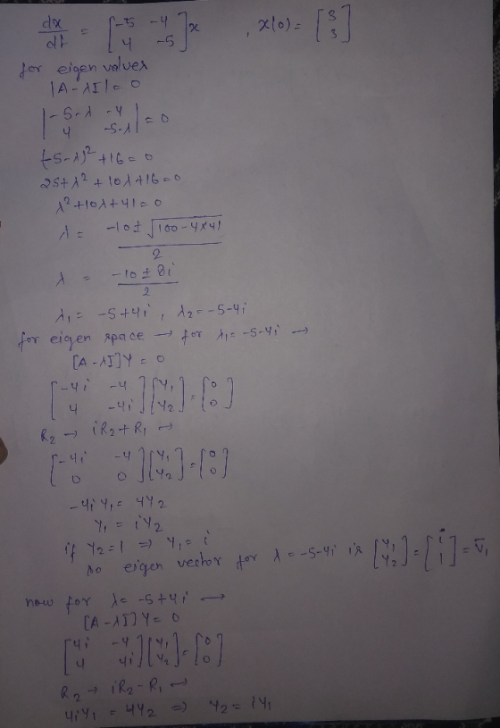- -5 -47x 210) c) | 4 -5 for eigen volver A- Arco 1-5rd Ylo T Y 5.11=0 (5-4)2 + 1600 25+ A 2 + 10x41650 ² +10 4+415o AE -10 =