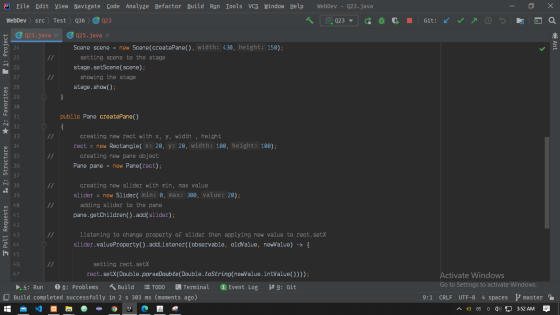 file Edit View Navigate Code Analyze Refactor Build Run Tools VCS Window Help WebDev - Q23.java WebDev src Test Q36 C023 023