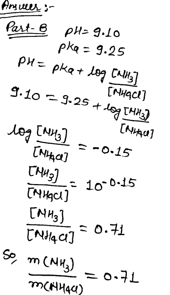 Answer: Pat- в ен9.10 pka - 9.25 ря – рkаt lеа счи] [MHACI) 9.10 — 9-25 + Летния) CN407 = -0.15 Леа Счң, CN4a7 - Сния). ( Hac